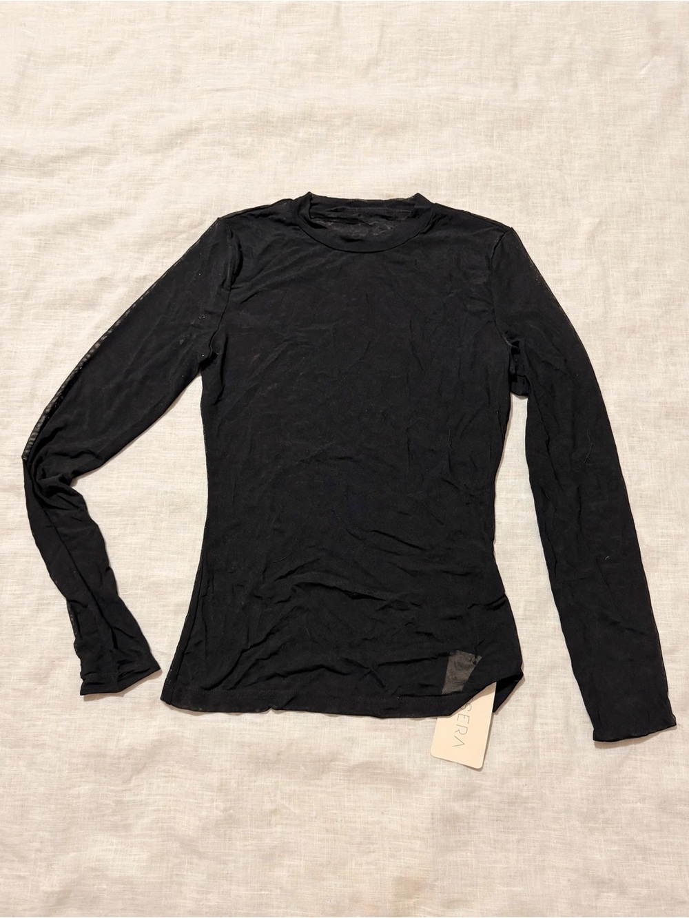 MUSERA Black Sheer Mesh Long Sleeve Top Size S NWT Second Skin Layering